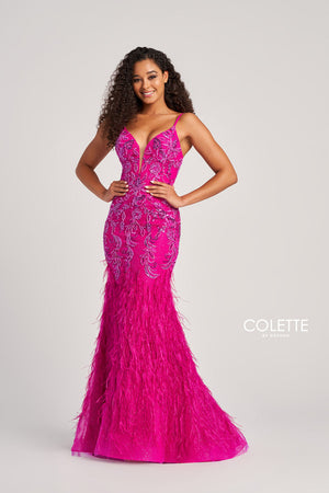 Colette CL5103 prom dress images.  Colette CL5103 is available in these colors: Royal Blue, Fuchsia, Orange.