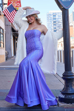 Colette CL5106 prom dress images.  Colette CL5106 is available in these colors: Black, Purple, Strawberry, Turquoise.