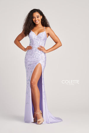 Colette CL5110 prom dress images.  Colette CL5110 is available in these colors: Aqua, Lilac, Pink, Purple.