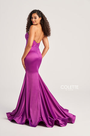 Colette CL5116 prom dress images.  Colette CL5116 is available in these colors: Amethyst, Teal, Wine.