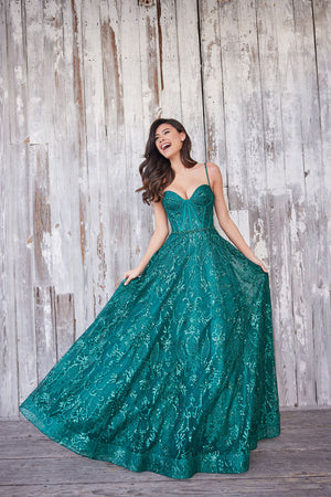Colette CL5117 prom dress images.  Colette CL5117 is available in these colors: Emerald, Lilac, Light Blue.
