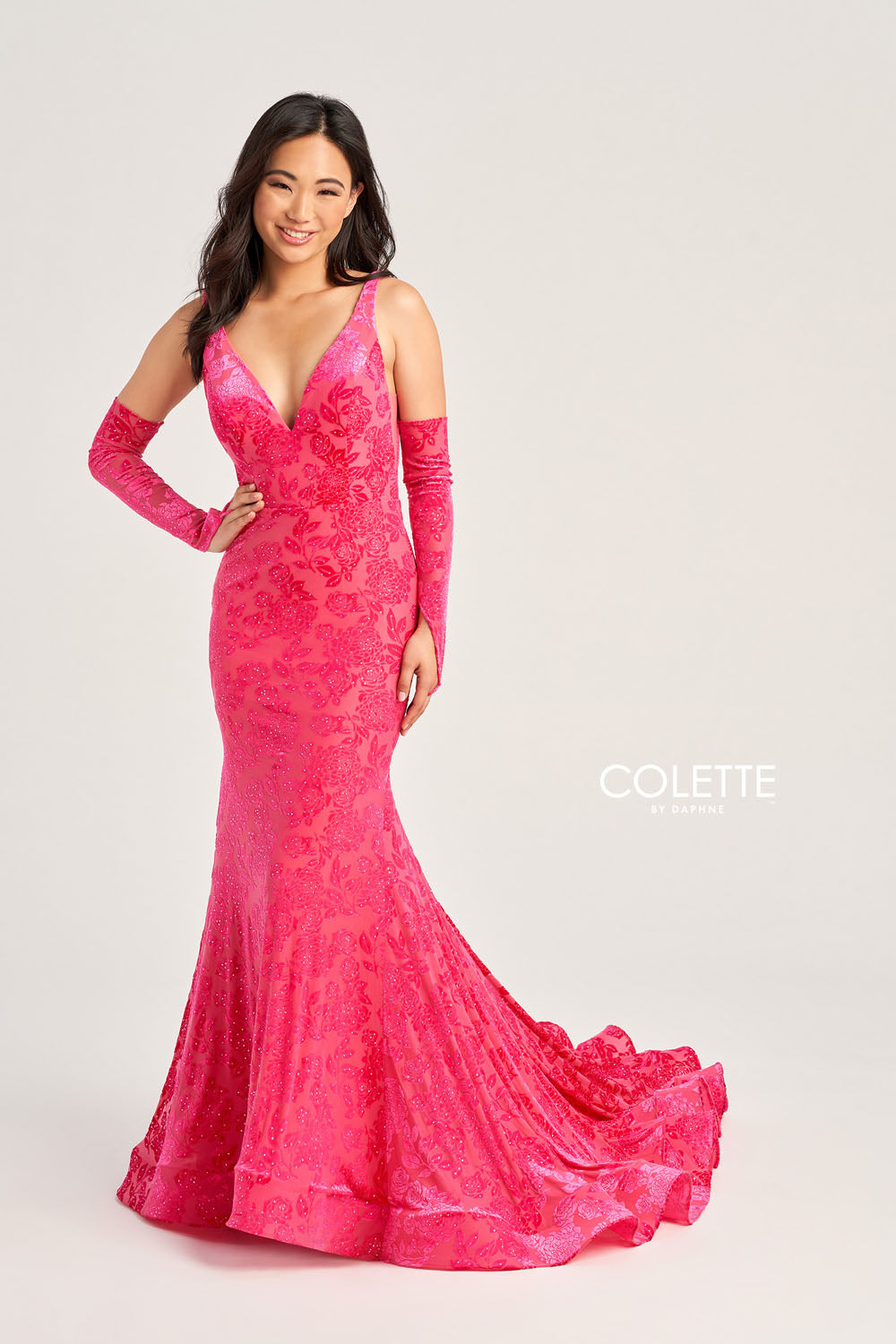 Colette CL5121 prom dress images.  Colette CL5121 is available in these colors: Black, Diamond White, Pink, Jade Berry.