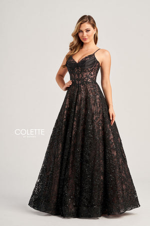 Colette CL5131 prom dress images.  Colette CL5131 is available in these colors: Black Nude.