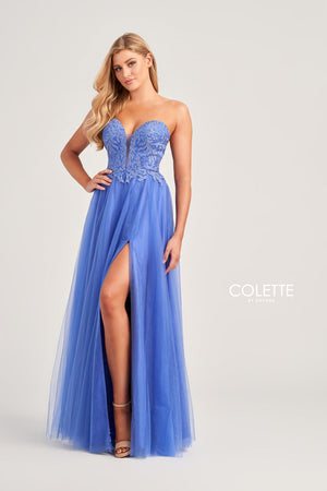 Colette CL5132 prom dress images.  Colette CL5132 is available in these colors: Pink Coral, Dark Periwinkle, Spearmint.