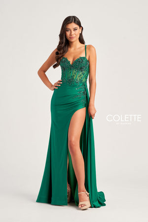Colette CL5138 prom dress images.  Colette CL5138 is available in these colors: Emerald, Royal Blue.