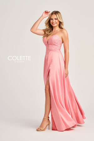 Colette CL5141 prom dress images.  Colette CL5141 is available in these colors: Plum, Spruce.
