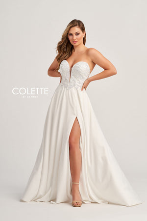 Colette CL5142 prom dress images.  Colette CL5142 is available in these colors: Pink, Ocean Blue, Diamond White.