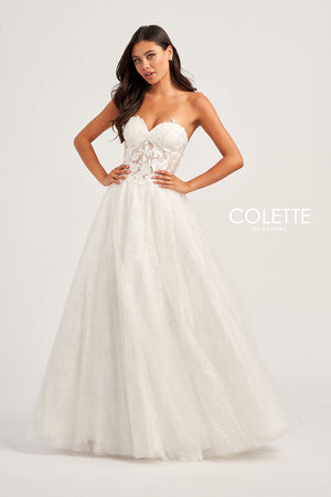 Colette CL5153 prom dress images.  Colette CL5153 is available in these colors: Rosewood, Diamond White.