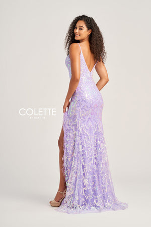 Colette CL5155 prom dress images.  Colette CL5155 is available in these colors: Yellow, Lilac, Light Pink, Steel Blue.