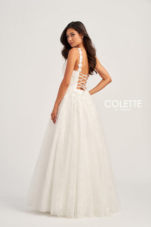 Colette CL5157 prom dress images.  Colette CL5157 is available in these colors: Diamond White.