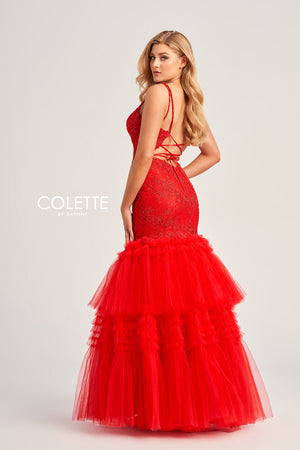 Colette CL5162 prom dress images.  Colette CL5162 is available in these colors: Violet, Teal, Red.