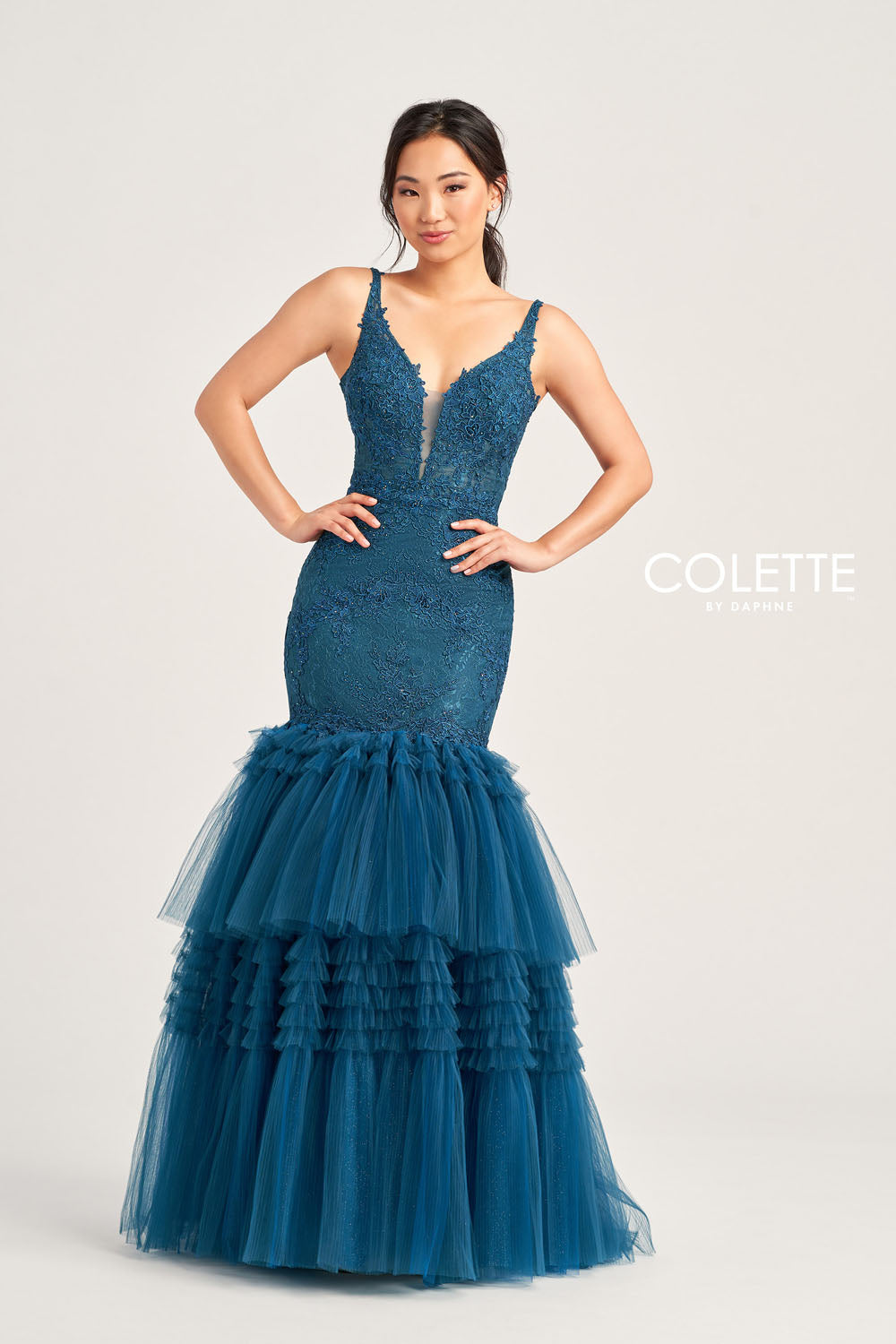 Colette CL5162 prom dress images.  Colette CL5162 is available in these colors: Violet, Teal, Red.