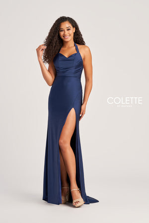 Colette CL5164 prom dress images.  Colette CL5164 is available in these colors: Navy Blue, Black, Sienna.