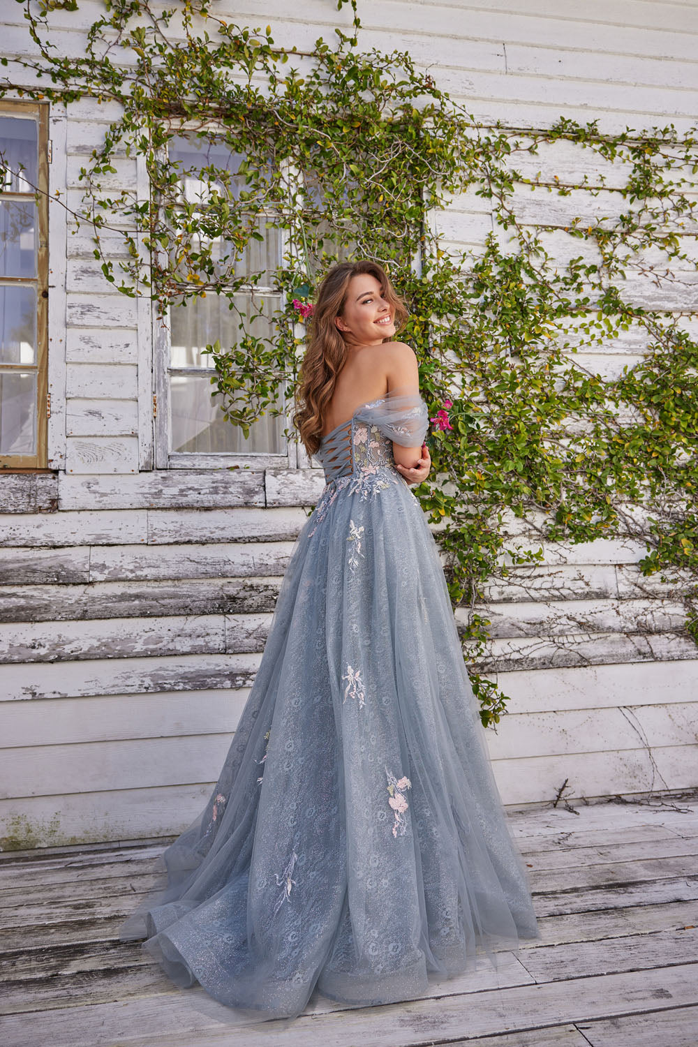 White diamond prom dress top