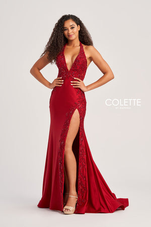 Colette CL5206 prom dress images.  Colette CL5206 is available in these colors: Black, Scarlet.