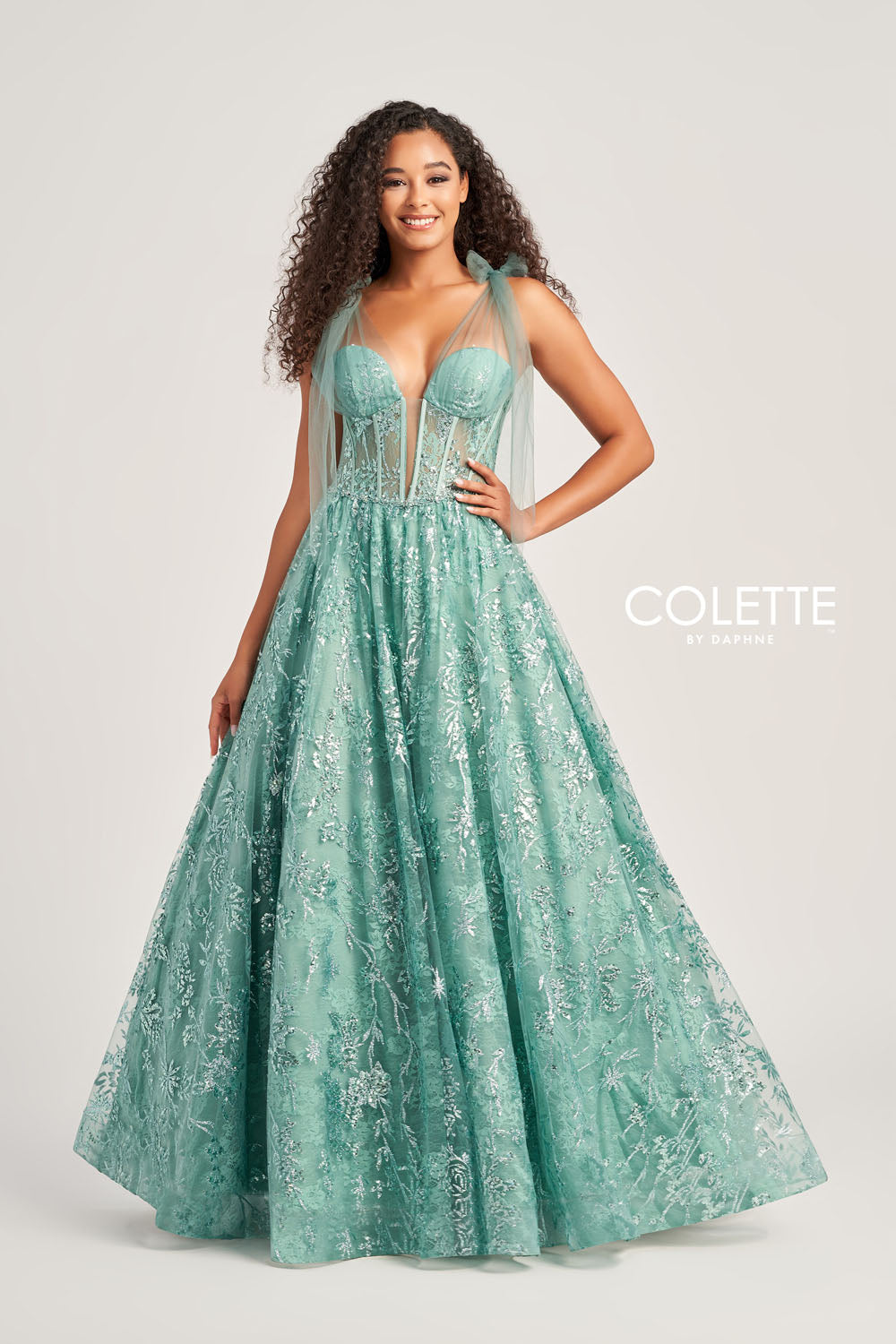 Colette CL5236 prom dress images.  Colette CL5236 is available in these colors: Sage.