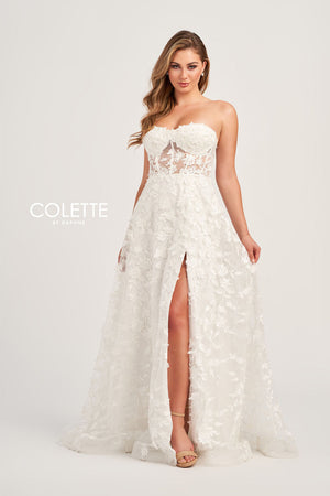Colette CL5249 prom dress images.  Colette CL5249 is available in these colors: Diamond White, Light Blue, Pink.