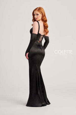 Colette CL5252 prom dress images.  Colette CL5252 is available in these colors: Scarlet, Royal Blue, Black, Ice Blue, Fuchsia.