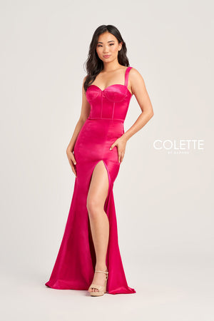 Colette CL5252 prom dress images.  Colette CL5252 is available in these colors: Scarlet, Royal Blue, Black, Ice Blue, Fuchsia.