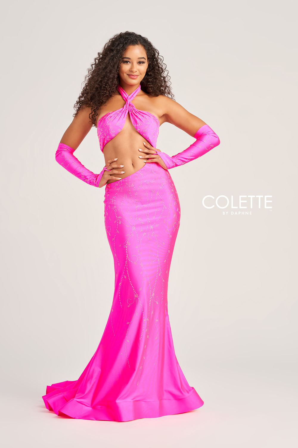 Colette CL5263 prom dress images.  Colette CL5263 is available in these colors: Violet, Royal Blue, Hot Pink, Sienna.