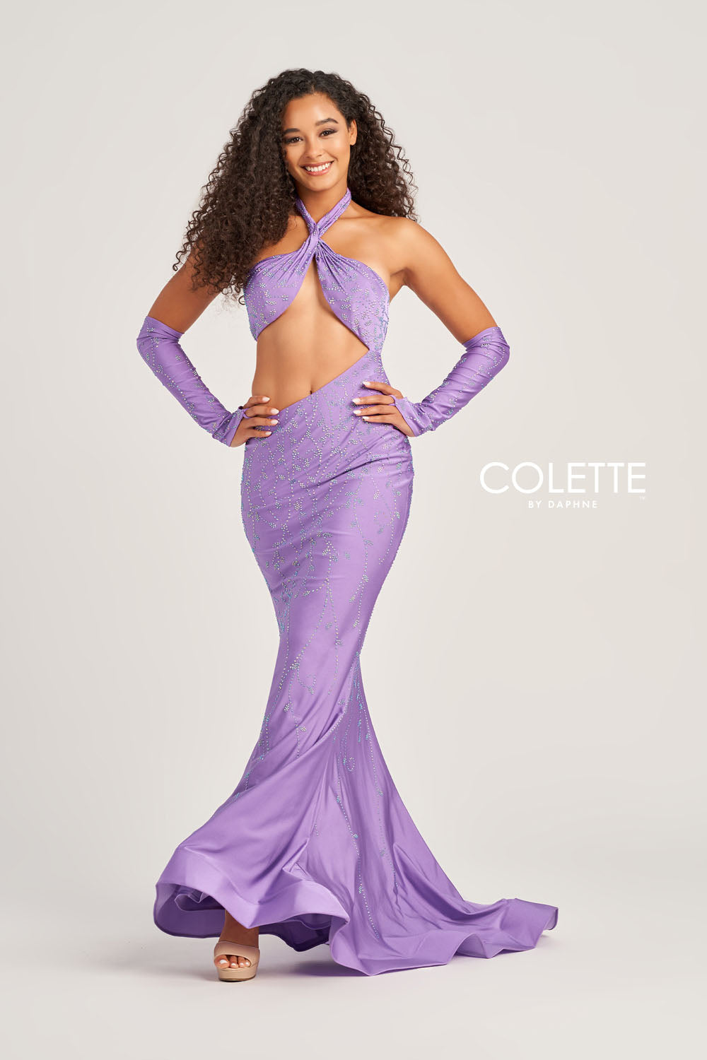 Colette CL5263 prom dress images.  Colette CL5263 is available in these colors: Violet, Royal Blue, Hot Pink, Sienna.