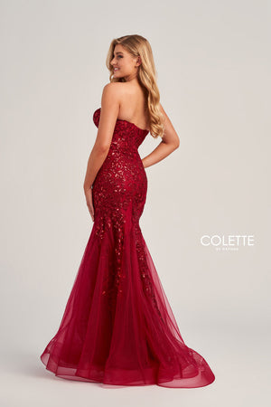 Colette CL5274 prom dress images.  Colette CL5274 is available in these colors: Light Blue, Scarlet, Lilac, Navy Blue Gold.