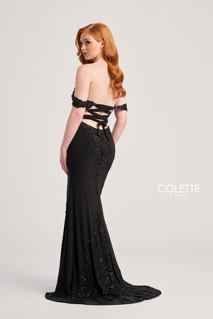 Colette CL5276 prom dress images.  Colette CL5276 is available in these colors: Teal, Black.