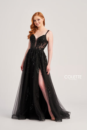 Colette CL5287 prom dress images.  Colette CL5287 is available in these colors: Wine, Royal Blue, Black.