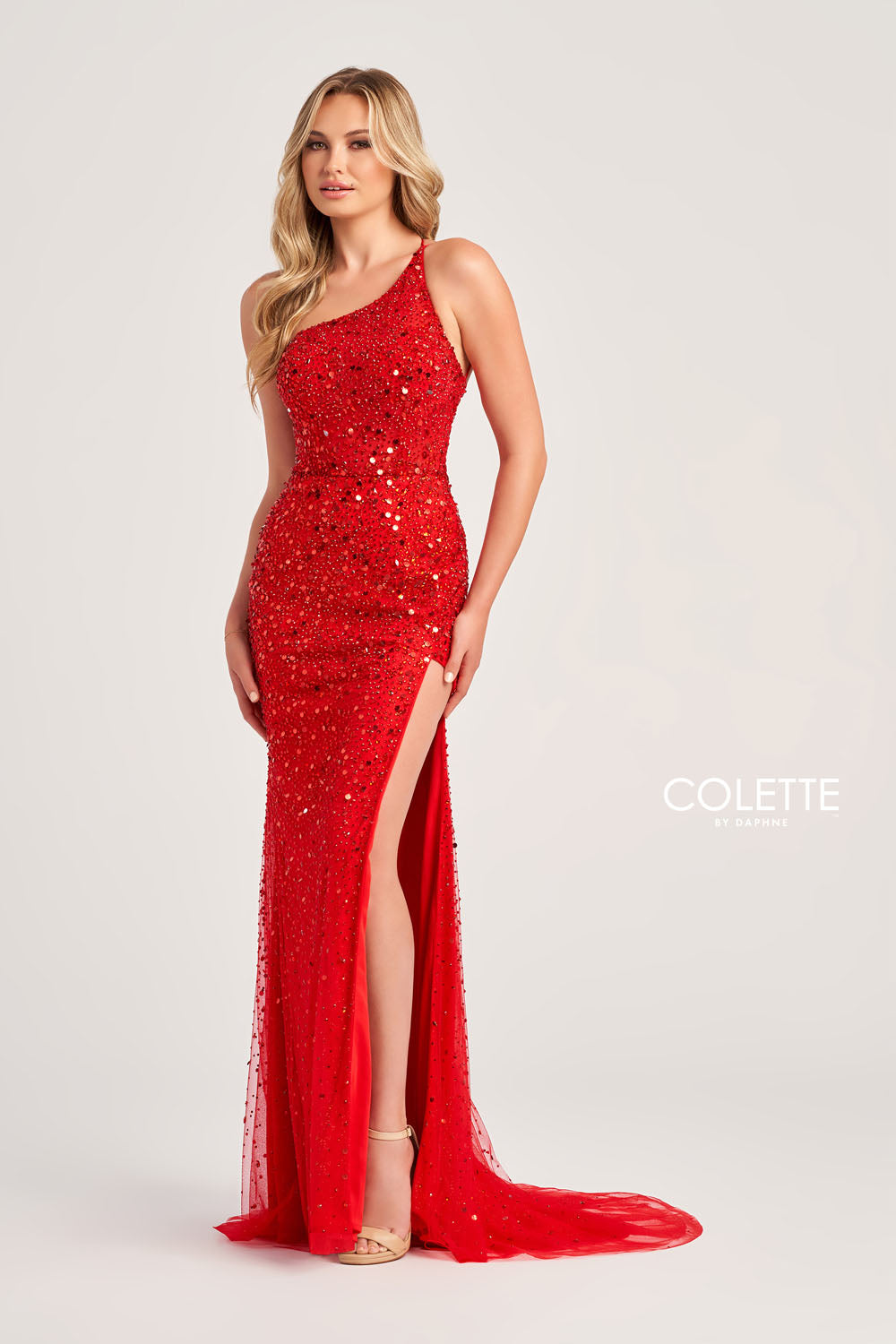 Colette CL5292 prom dress images.  Colette CL5292 is available in these colors: Blush, Light Blue, Lilac, Red, Navy Blue.