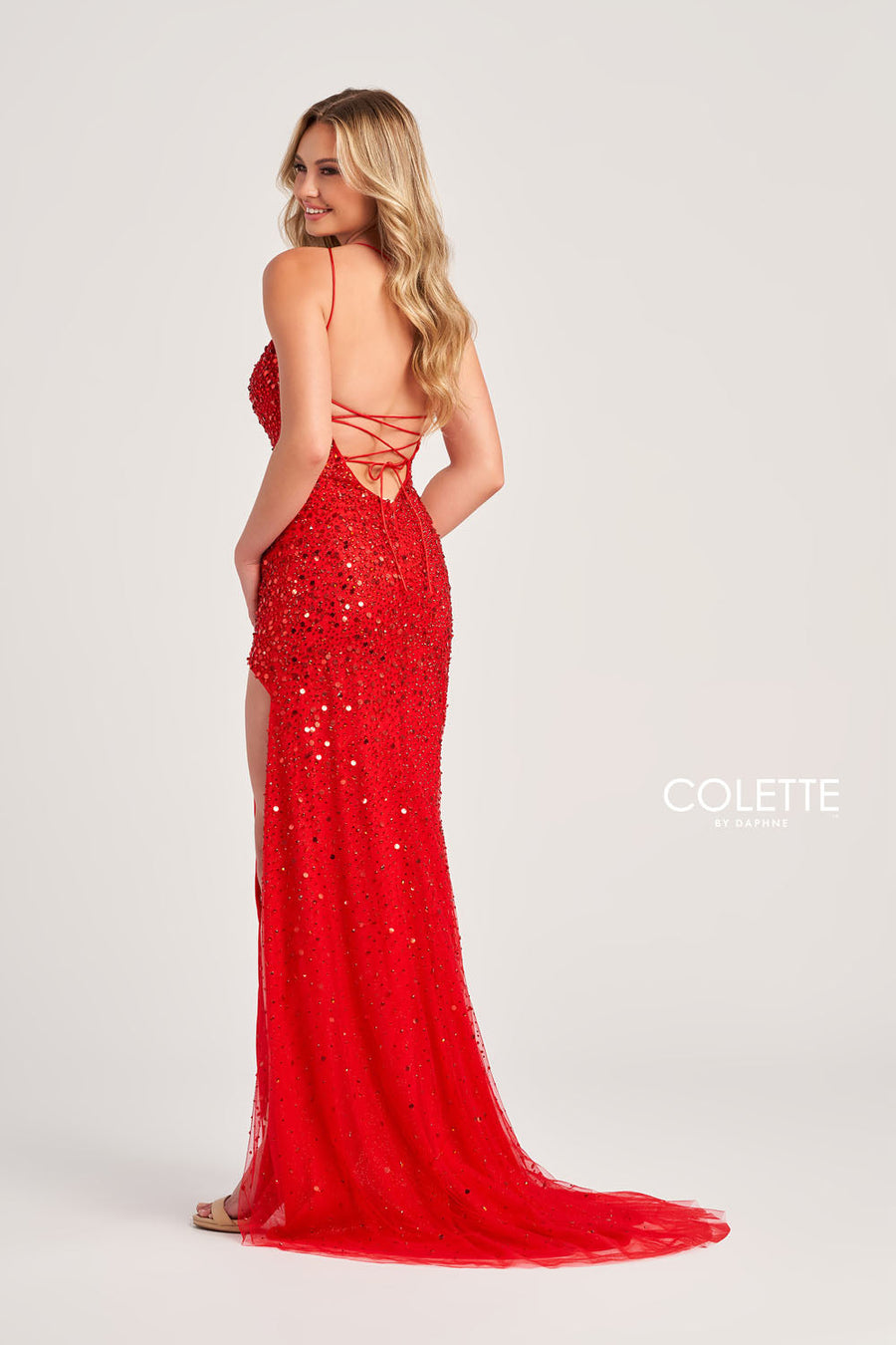 Colette CL5292 prom dress images.  Colette CL5292 is available in these colors: Blush, Light Blue, Lilac, Red, Navy Blue.