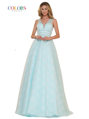 Colors Dress 2736 sequin mesh prom dress images.  Colors Dress 2736 is available in these colors: Grey, Light Blue, Lilac, Pink.
