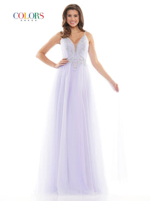 Colors Dress 2740 mesh prom dress images.  Colors Dress 2740 is available in these colors: Coral Nude, Lilac.