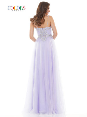 Colors Dress 2740 mesh prom dress images.  Colors Dress 2740 is available in these colors: Coral Nude, Lilac.