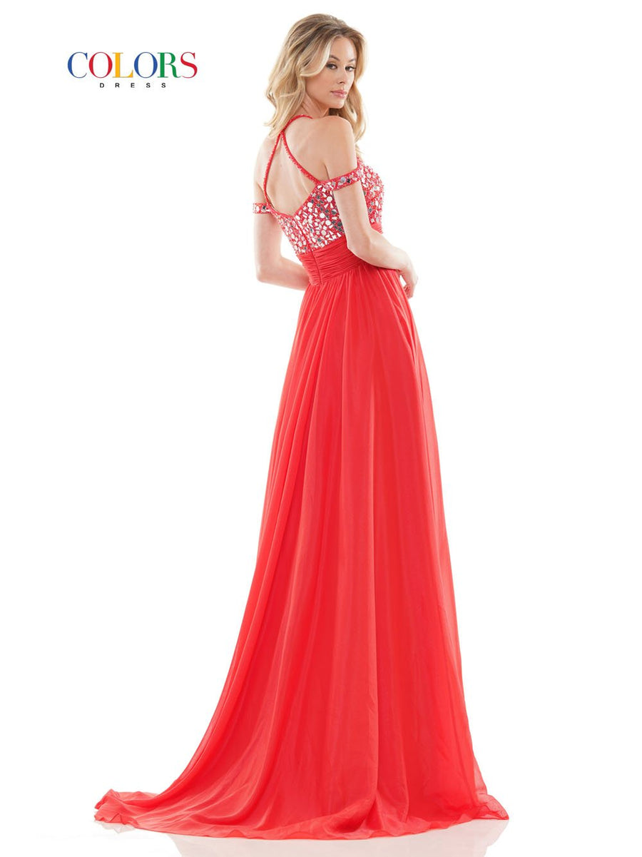 Colors Dress 2750 chiffon prom dress images.  Colors Dress 2750 is available in these colors: Lilac, Red, Yellow.