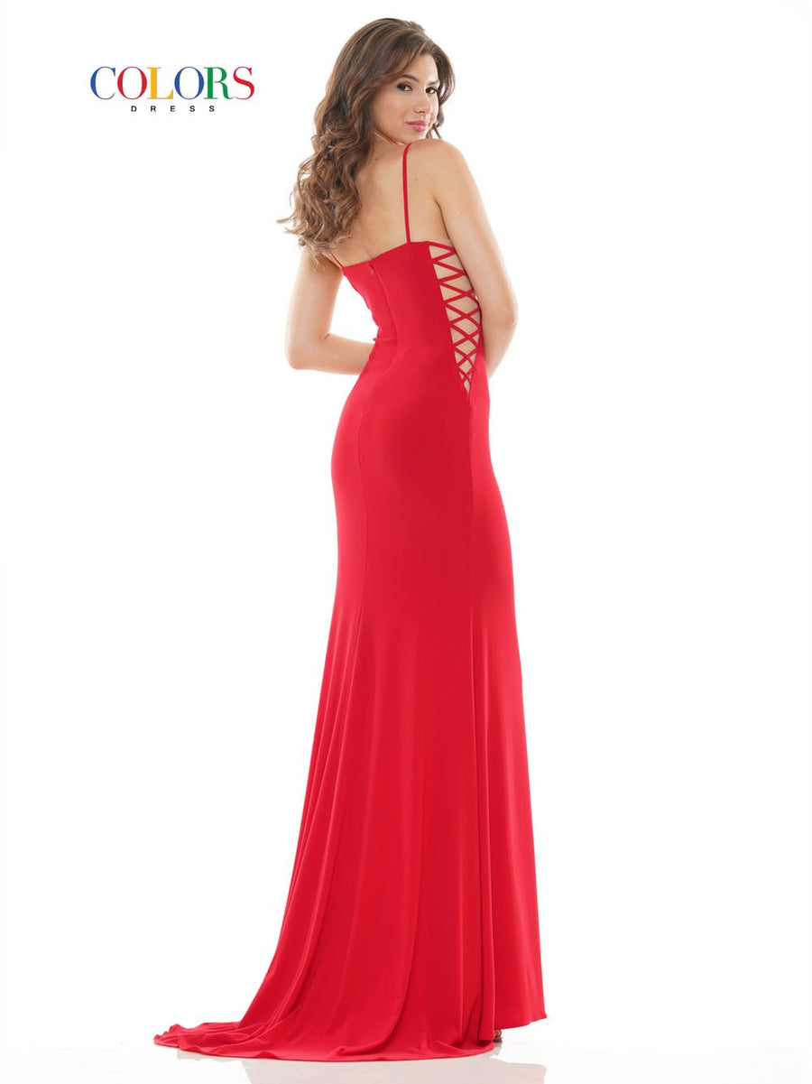 Colors Dress 2755 matte jersey prom dress images.  Colors Dress 2755 is available in these colors: Blush, Red, Royal, Yellow.