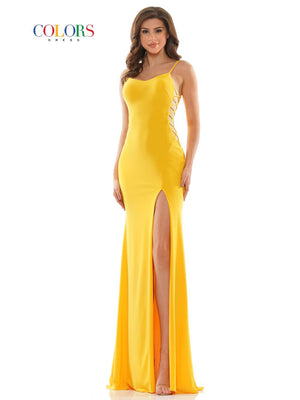 Colors Dress 2755 matte jersey prom dress images.  Colors Dress 2755 is available in these colors: Blush, Red, Royal, Yellow.