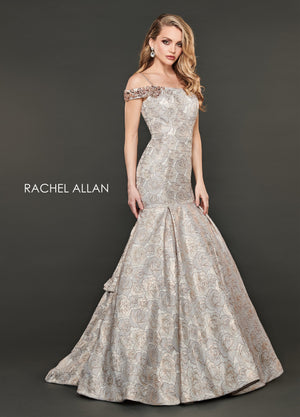 Rachel Allan 8401 prom dress images.  Rachel Allan 8401 is available in these colors: Navy Gold,Champagne Rose Gold.