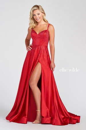 Ellie Wilde EW122015 prom dress images.  Ellie Wilde EW122015 is available in these colors: Fuchsia, Dusty Rose Silver, Periwinkle, Navy Blue, Ruby.