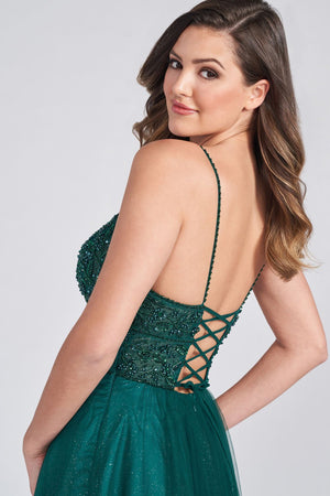 Ellie Wilde EW122066 prom dress images.  Ellie Wilde EW122066 is available in these colors: Emerald, Lilac.