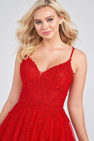 Ellie Wilde EW122076 prom dress images.  Ellie Wilde EW122076 is available in these colors: Red, Light Blue.