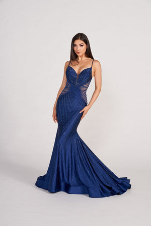 Ellie Wilde EW34002 prom dress images.  Ellie Wilde EW34002 is available in these colors: Navy Blue, Ruby, Emerald, Purple, Black, Hot Pink, Light Blue, English Rose.
