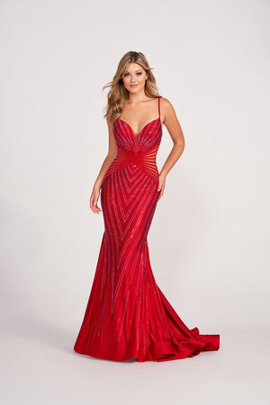 Ellie Wilde EW34002 prom dress images.  Ellie Wilde EW34002 is available in these colors: Navy Blue, Ruby, Emerald, Purple, Black, Hot Pink, Light Blue, English Rose.