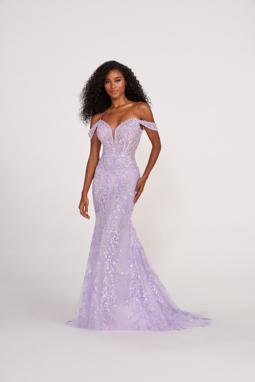 Ellie Wilde EW34007 prom dress images.  Ellie Wilde EW34007 is available in these colors: Cerise, Orange, Yellow, Lilac, Royal Blue.