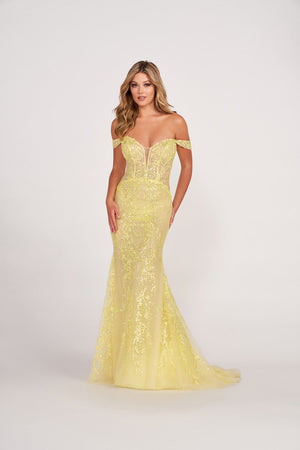 Ellie Wilde EW34007 prom dress images.  Ellie Wilde EW34007 is available in these colors: Cerise, Orange, Yellow, Lilac, Royal Blue.