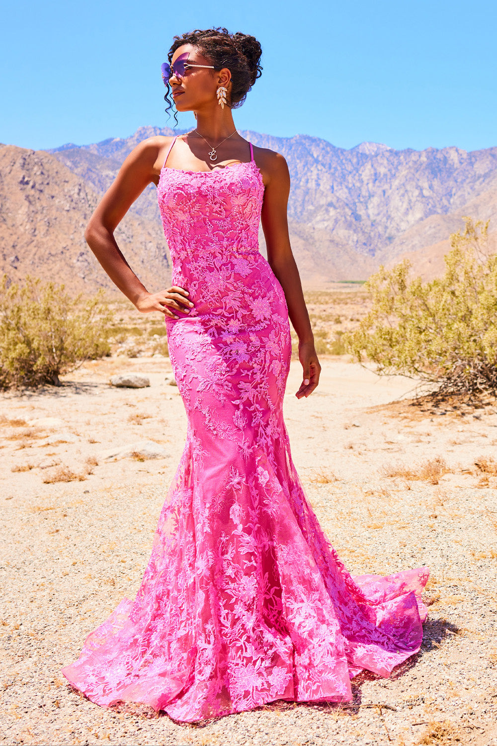 Ellie Wilde EW34009 prom dress images.  Ellie Wilde EW34009 is available in these colors: Cerise, Emerald, Light Blue, Ruby.