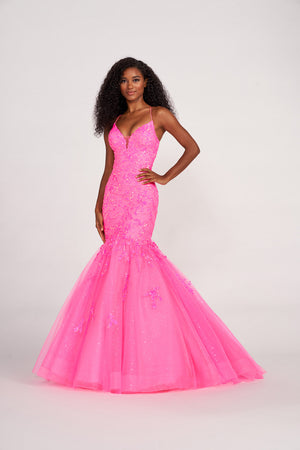 Ellie Wilde EW34011 prom dress images.  Ellie Wilde EW34011 is available in these colors: Hot Pink, Emerald, Orange, Periwinkle.