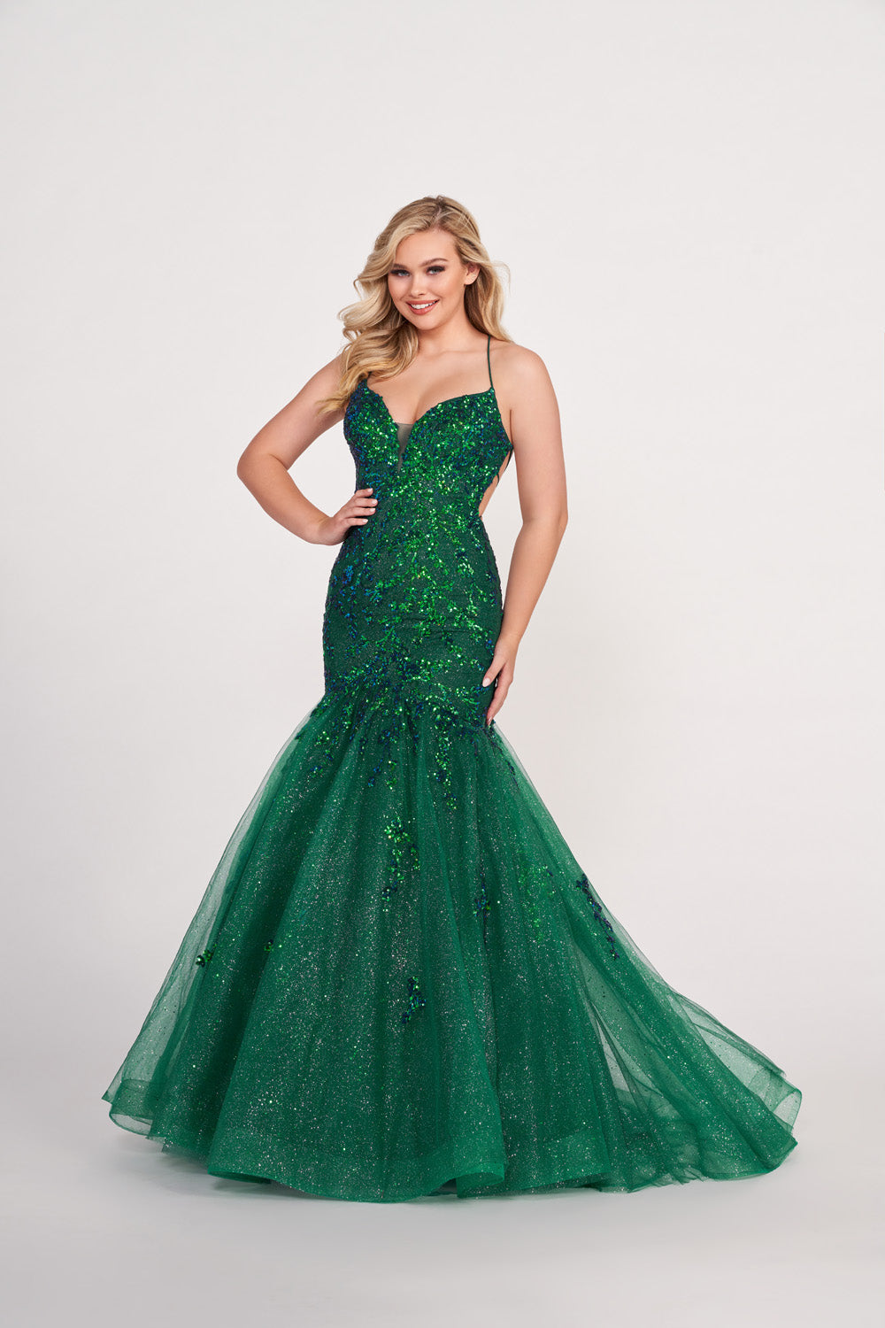 Ellie Wilde EW34011 prom dress images.  Ellie Wilde EW34011 is available in these colors: Hot Pink, Emerald, Orange, Periwinkle.