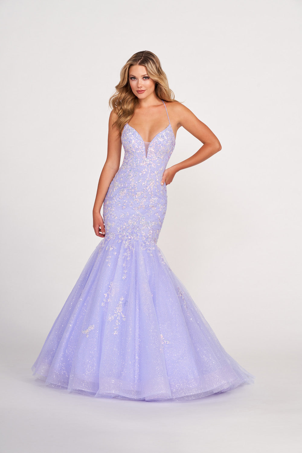 Ellie Wilde EW34011 prom dress images.  Ellie Wilde EW34011 is available in these colors: Hot Pink, Emerald, Orange, Periwinkle.