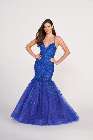 Ellie Wilde EW34011 prom dress images.  Ellie Wilde EW34011 is available in these colors: Hot Pink, Emerald, Orange, Periwinkle.