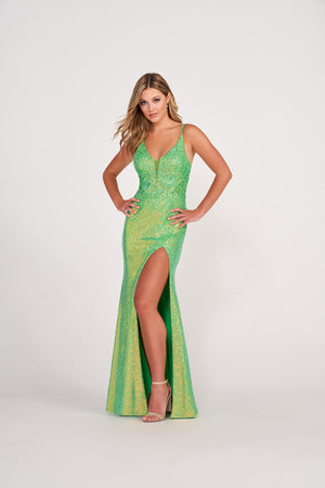 Ellie Wilde EW34021 prom dress images.  Ellie Wilde EW34021 is available in these colors: Lime, Hot Pink, Orange, Ocean Blue.